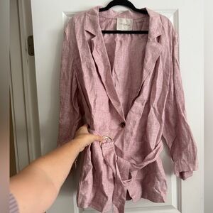 $750 Lafayette 148 New York Pink Women's Blazer 100% cotton 2X